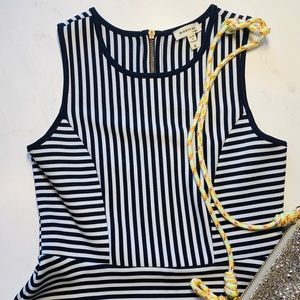 Monteau Girls’ Blue & White Striped Dress 8 EUC